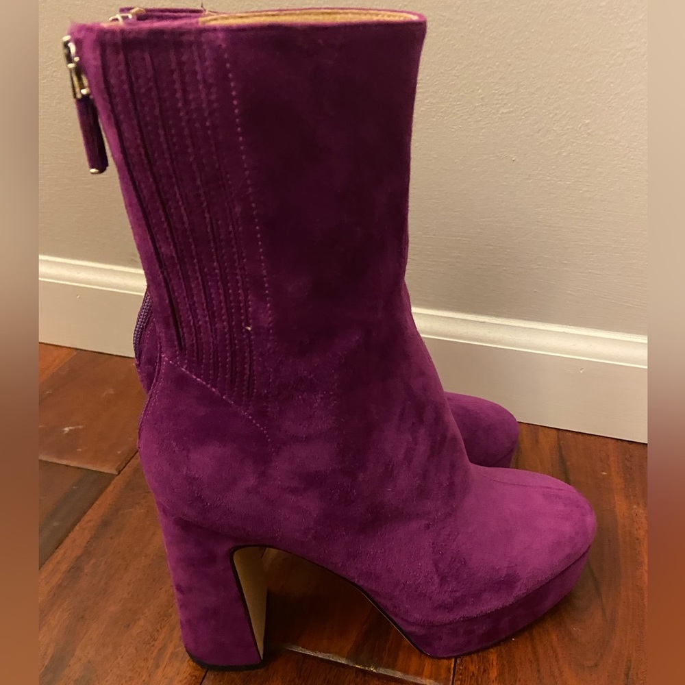Lola Cruz Leste Suede Boots Fuchsia /Purple Platform Booties Women’s Size 37 - Picture 5 of 9